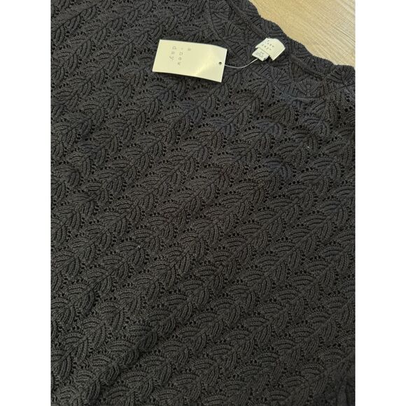 A New Day Womens 2x 2XL Dress crochet Mini shift Black NWT Warm short Sleeve - Picture 3 of 3